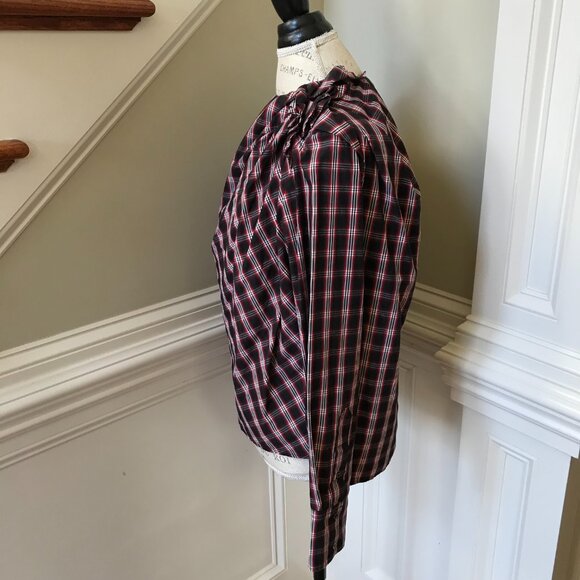 Isabel Marant Etoile Olympe Plaid Check Blouse Top Shirt Womens 40 8 Black Red - Picture 9 of 13